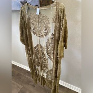 Olive Lace Kimono Cardigan